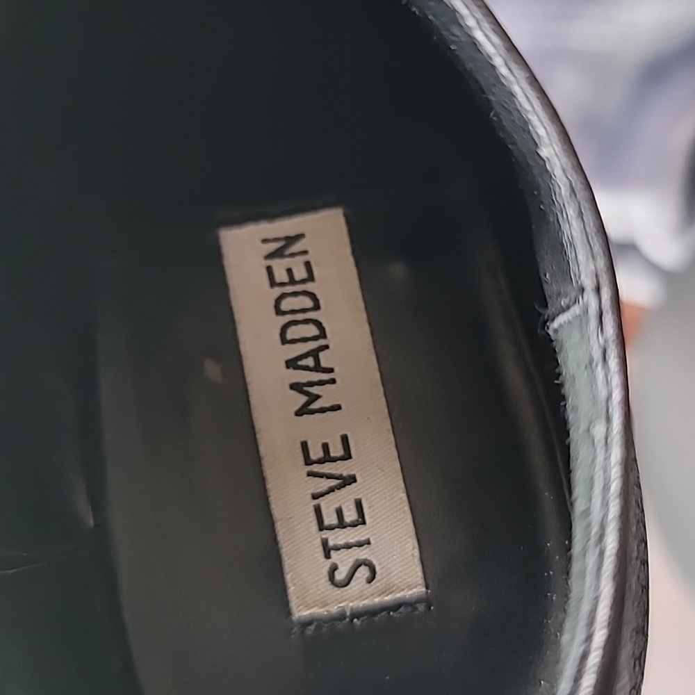 STEVE MADDEN SLICEE 9M platform stiletto black leather spikes bootie punk - Picture 7 of 7